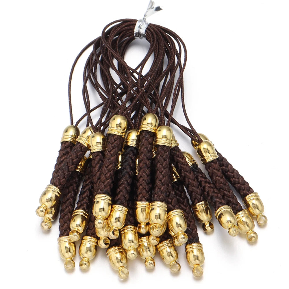 Tejesac 10pcs/Lot 13 Colors Lanyard Lariat Straps with Gold Color Clasp/ Keychain Hooks Rope Bags Charms