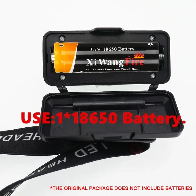 Hemasa LED Strong Light Outdoor Camping Induction Headlight Type-C Charging Hiking Waterproof COB Headworn Night Fishing Light