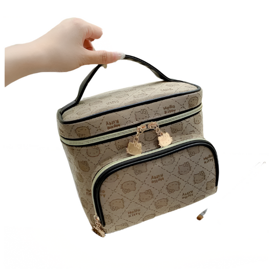 Hemasa Hello Kitty Cartoon Cosmetic Bag Portable Mommy Bag Lunch Box Oxford Storage Case Purse Kawaii Box Makeup Pouch