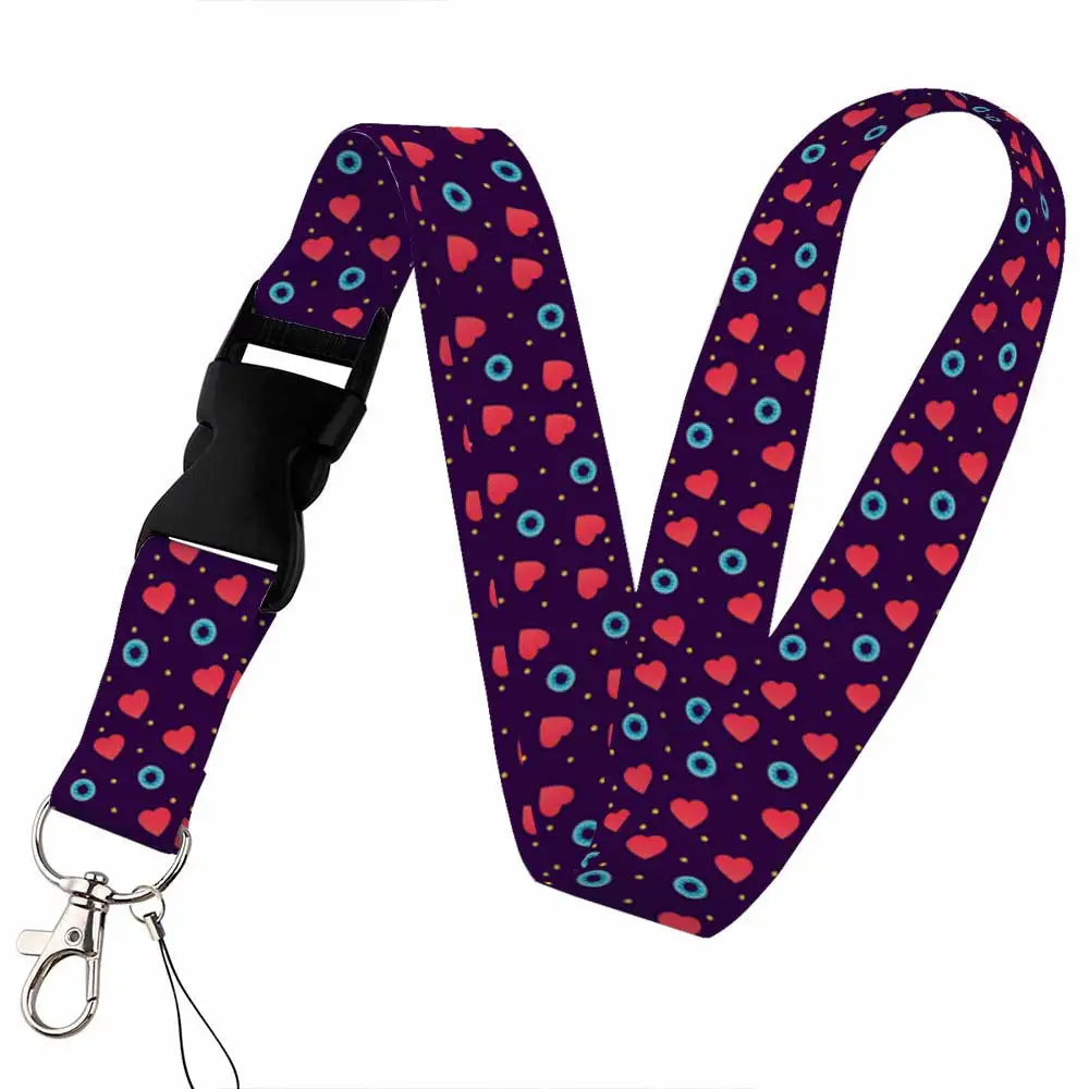 Tejesa Beautiful heart-shaped Lanyard Keys Chain Badge Holder ID Credit Card Pass Hang Rope Lariat Mobile Phone Charm Accessories Gifts