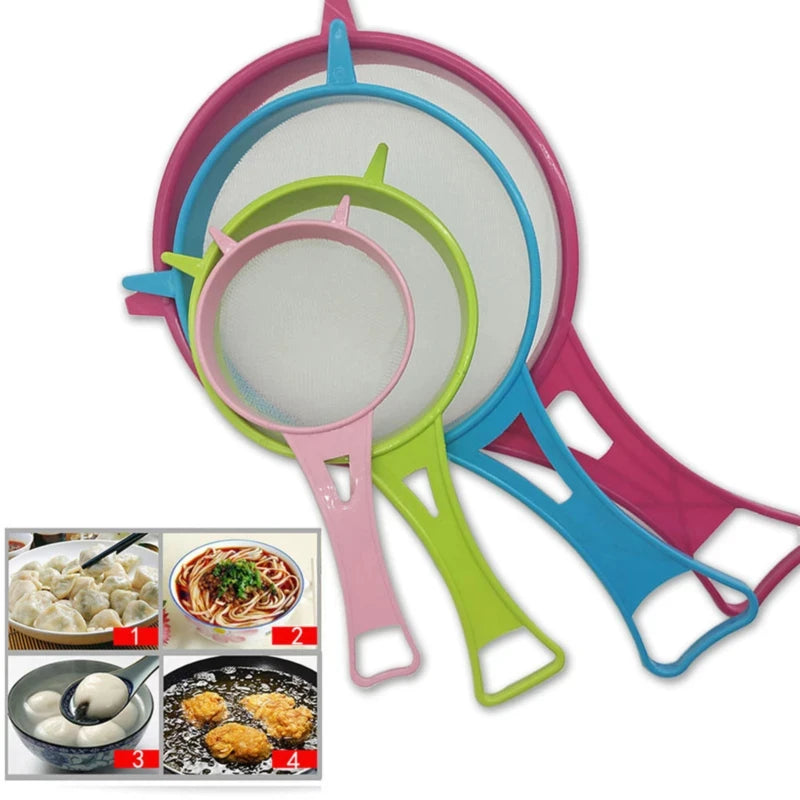 Hemasa  4Pcs Plastic Fine Mesh Filter Colanders with Handle Juice and Tea Filter