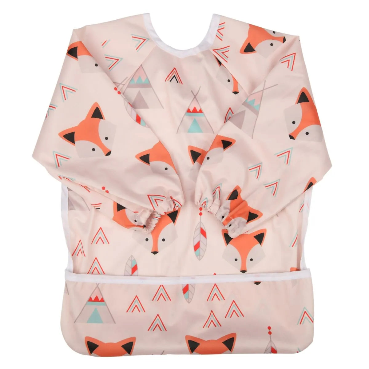 [Sigzagor] 1 Baby Bib Feeding Waterproof Long Sleeve Shirt Toddler Painting Drawing With Pocket 1-3 years old