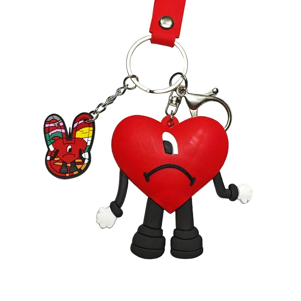 Tejesa Bad Bunny Red Heart Bad Bunny Key chain /Cartoon Silicone Love Doll Delicate Bag Gift Pendant
