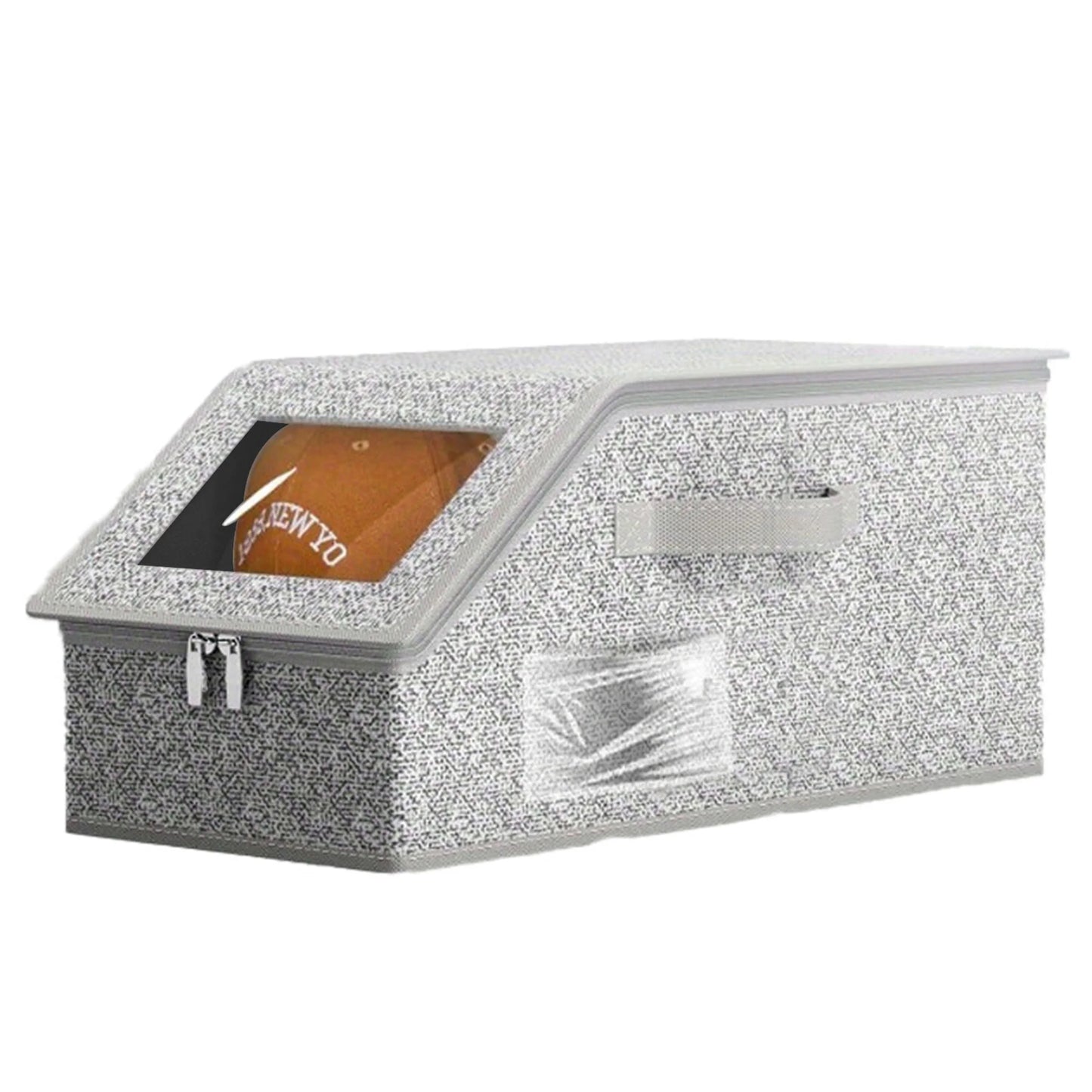 1PCS Stackable Baseball Cap Storage Box Large Capacity Hat Organizer Box with Zipper Dustproof Non-woven Wardrobe Organizers