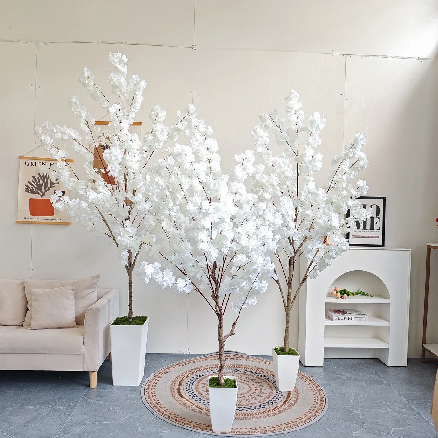 160-210cm New White Cherry Blossom Artificial Plant Fake Decorative Plant for Indoor Outdoor for Home Garden room Wedding Party