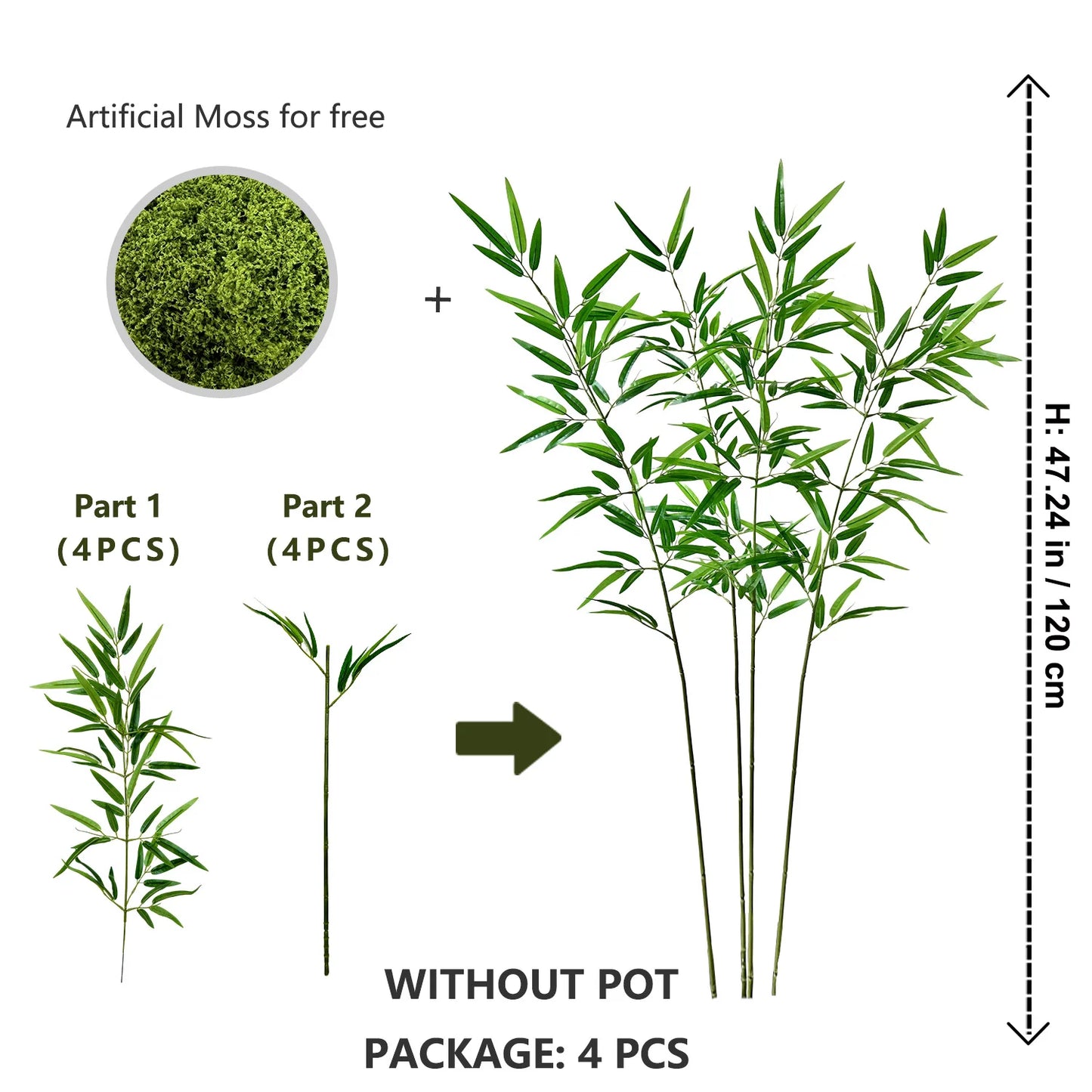 Tejesa 120-240CM New Artificial Green Bamboo Branches plant Fake Plastic indoor outdoor faux plants for Home wedding garden room decor