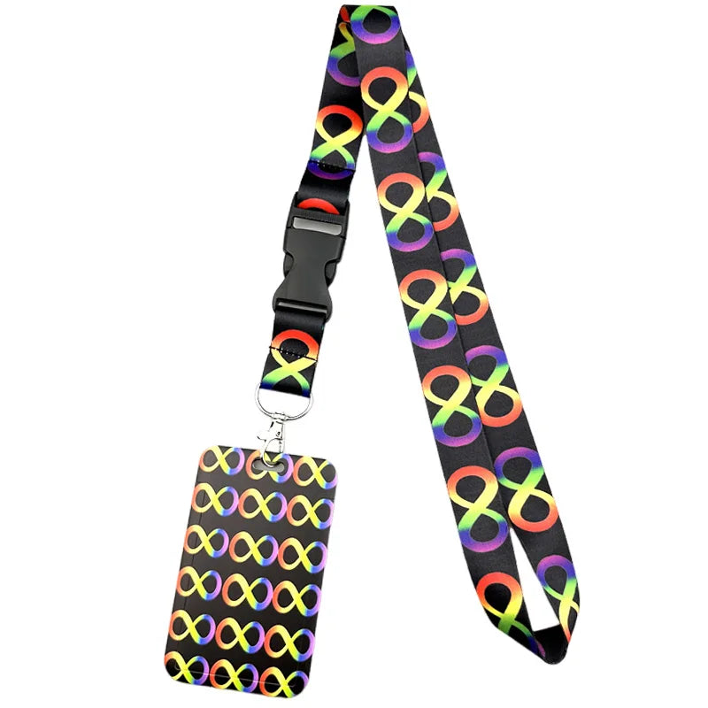 Autism Pattern Anime Lanyard Badge Holder ID Card Lanyards Mobile Phone Rope Key Lanyard Neck Straps Keychain Key Ring