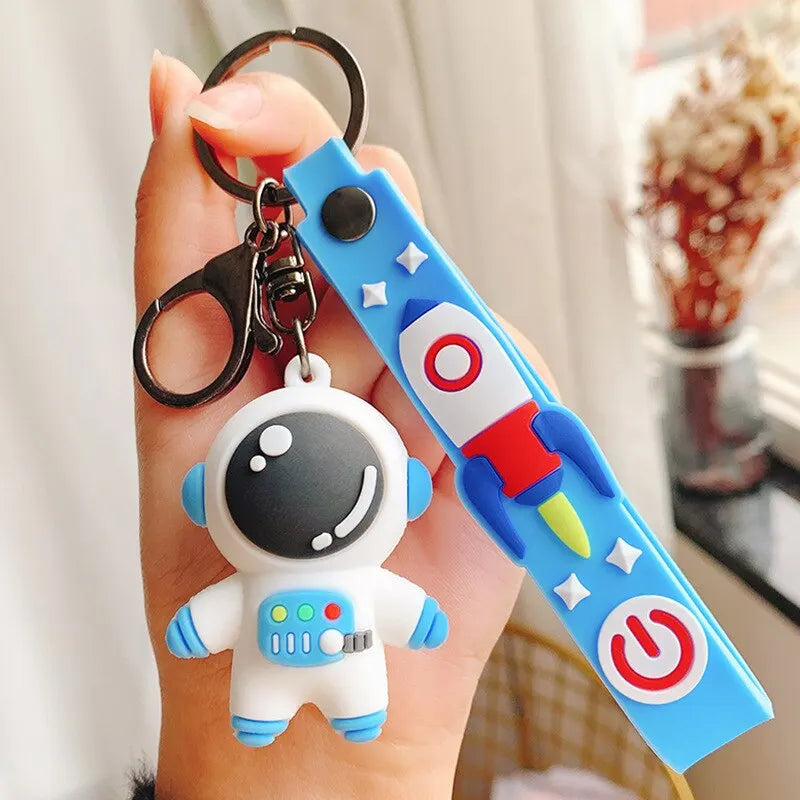 2pcs PVC Cartoon Planet Tour Astronaut Keychain Cute Astronaut Couple Chain Soft Rubber Small Pendant Key Ring Gift Aesthetic