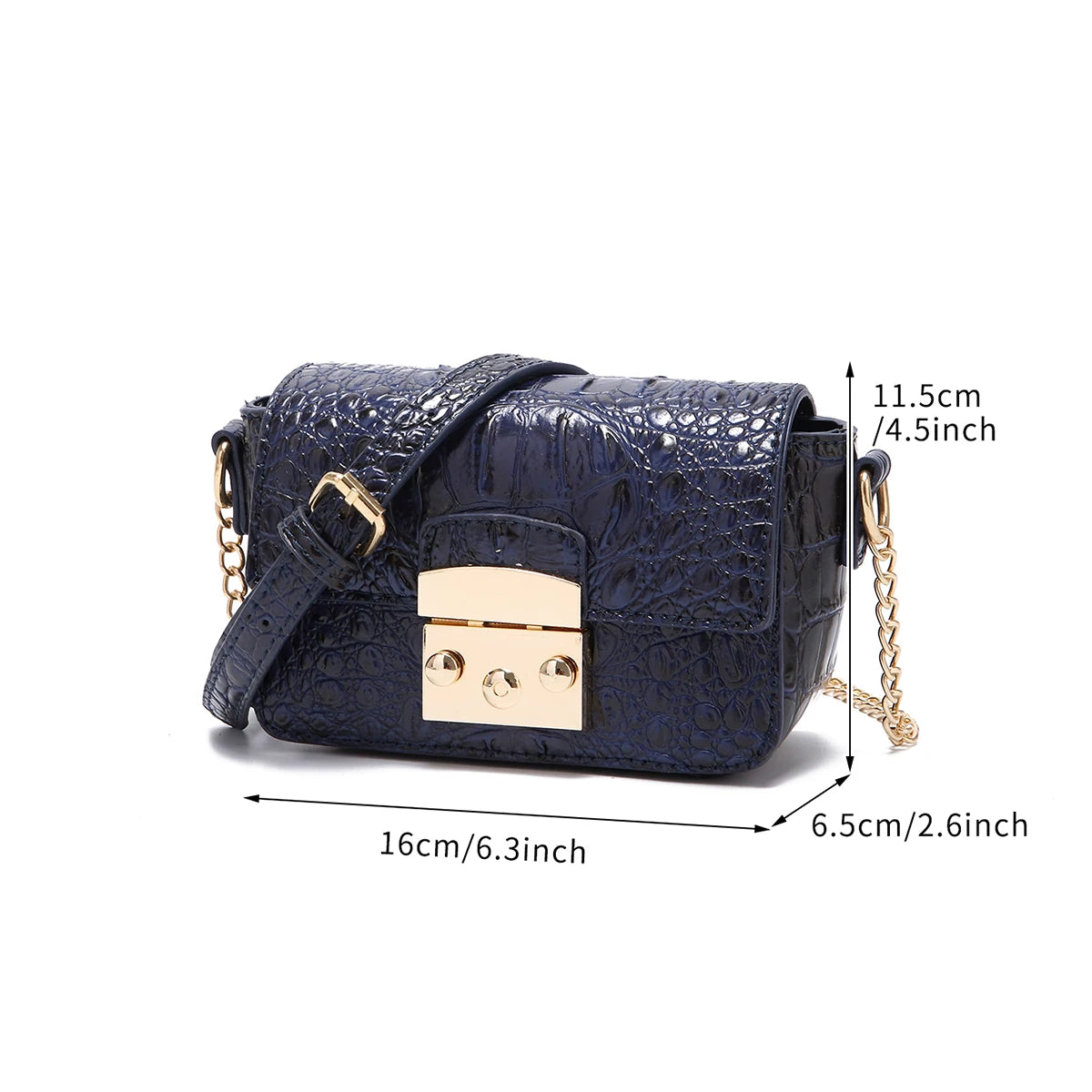 Colorful Crocodile Pattern Mini Lock Flip Phone Bag Crossbody Bag Classic