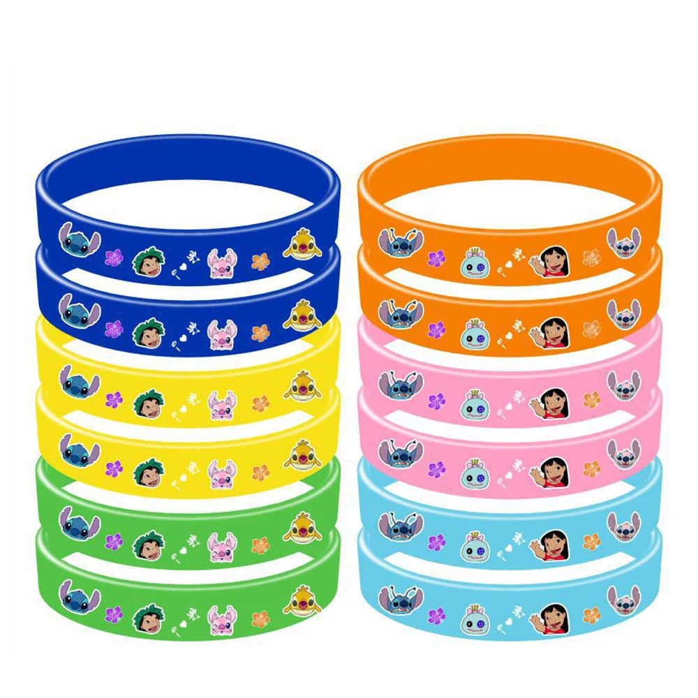 12pcs Stitch Silicone Rubber Wristband for Kid Reward Prizes Goodie Bag Stuffers Fillers Gifts