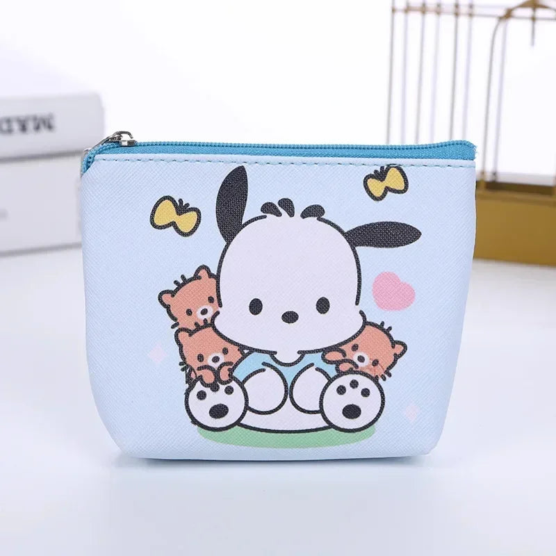 Hello Kitty Purse Coin Purses Cartoon Printed PU Melody Cute Wallet Bag Keychains Storage Bag Sanrio Kuromi Kawaii Mini Pouch