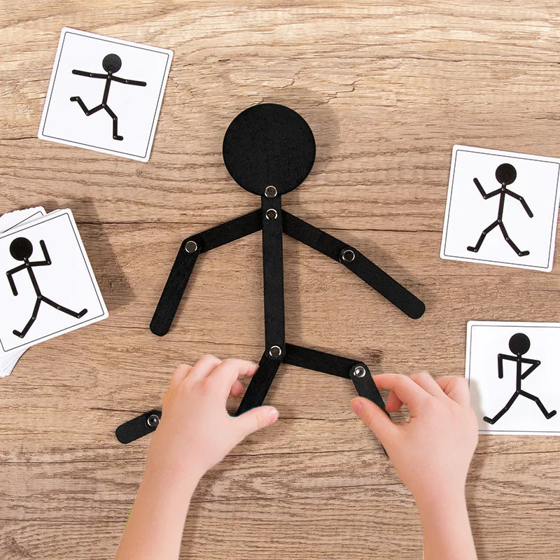 Hemasa Black Colour Kids Puzzle Toy / Wooden Man Montessori Education Toy