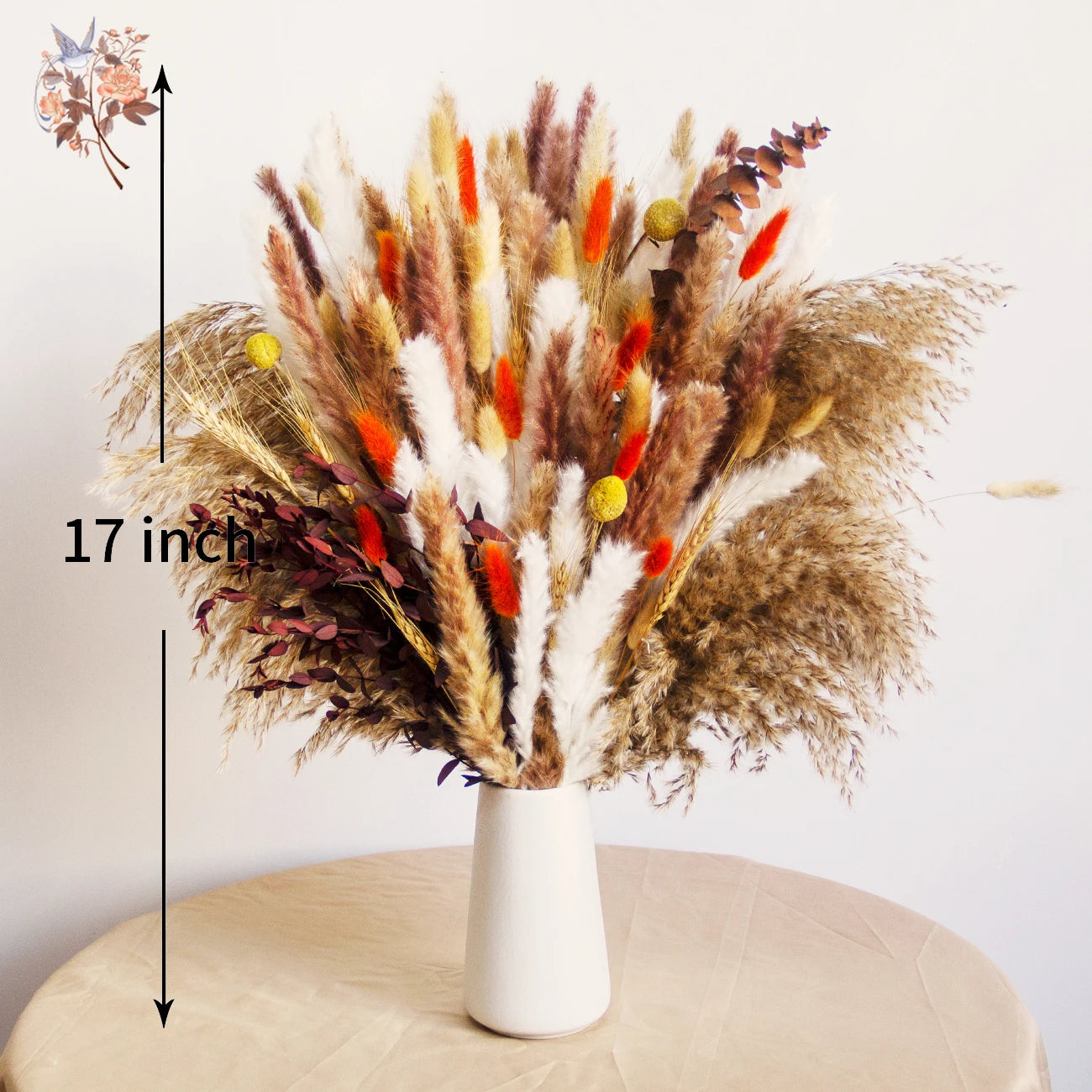 Fluffy Bunny Tails Grass Dried Flowers Pampas Bouquet for Wedding DIY Dining Table Decor Eucalyptus Leaves Home Party Decoration