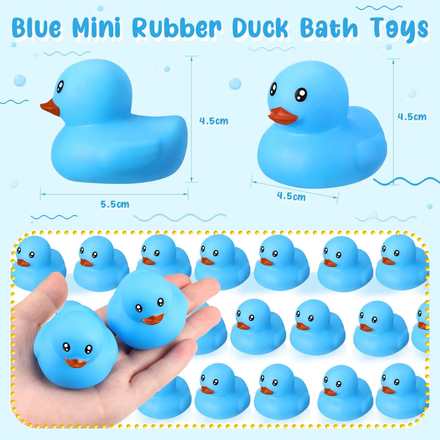 Tejesa 6/12/24/48PC  Blue Rubber Ducks/ Mini Duck Set Toys /Squeaky Rubber Ducks Cute Float  Duckies for Birthday Party
