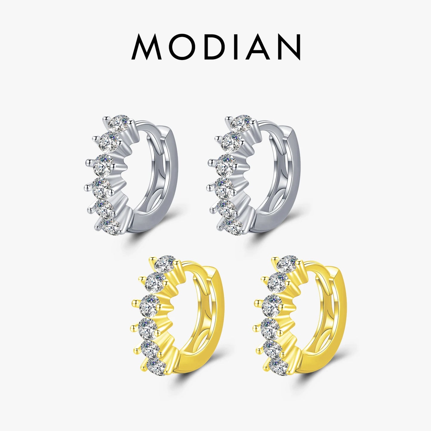 Modian Real 925 Sterling Silver Dazzling Elegant Fashion Multiple Diamonds Hoop Earrings For Women Wedding Statement Jewelry