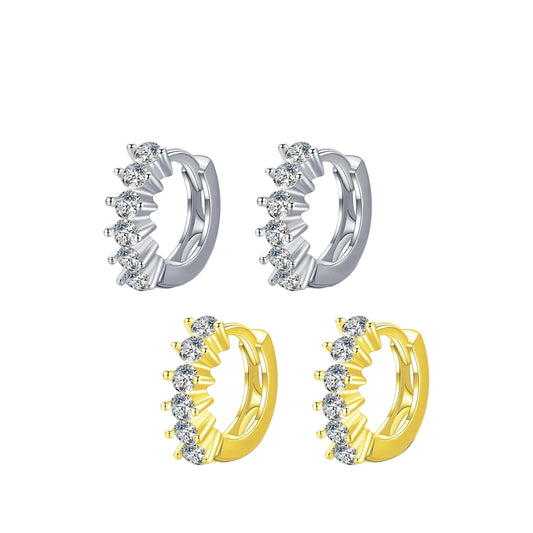 Tejesa Real 925 Sterling Silver Dazzling Elegant Multiple Diamonds Hoop Earrings For Women