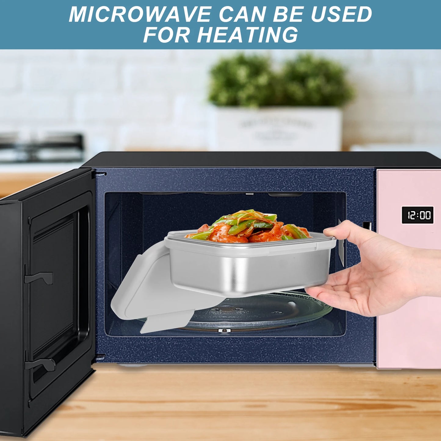 1000ml Lunch Box Stainless Steel Bento Boxes with Fork Spoon Leakproof Meal Food Container for Picnic Office School Traveling