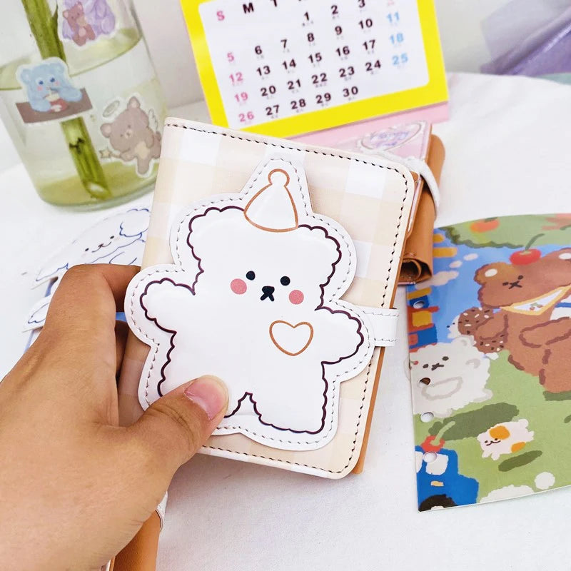Cartoon Pu Purse Wallet Lovely Little Bear Coin Wallet Simple And Portable Three Fold Student Mini Card Bag Birthday Gift