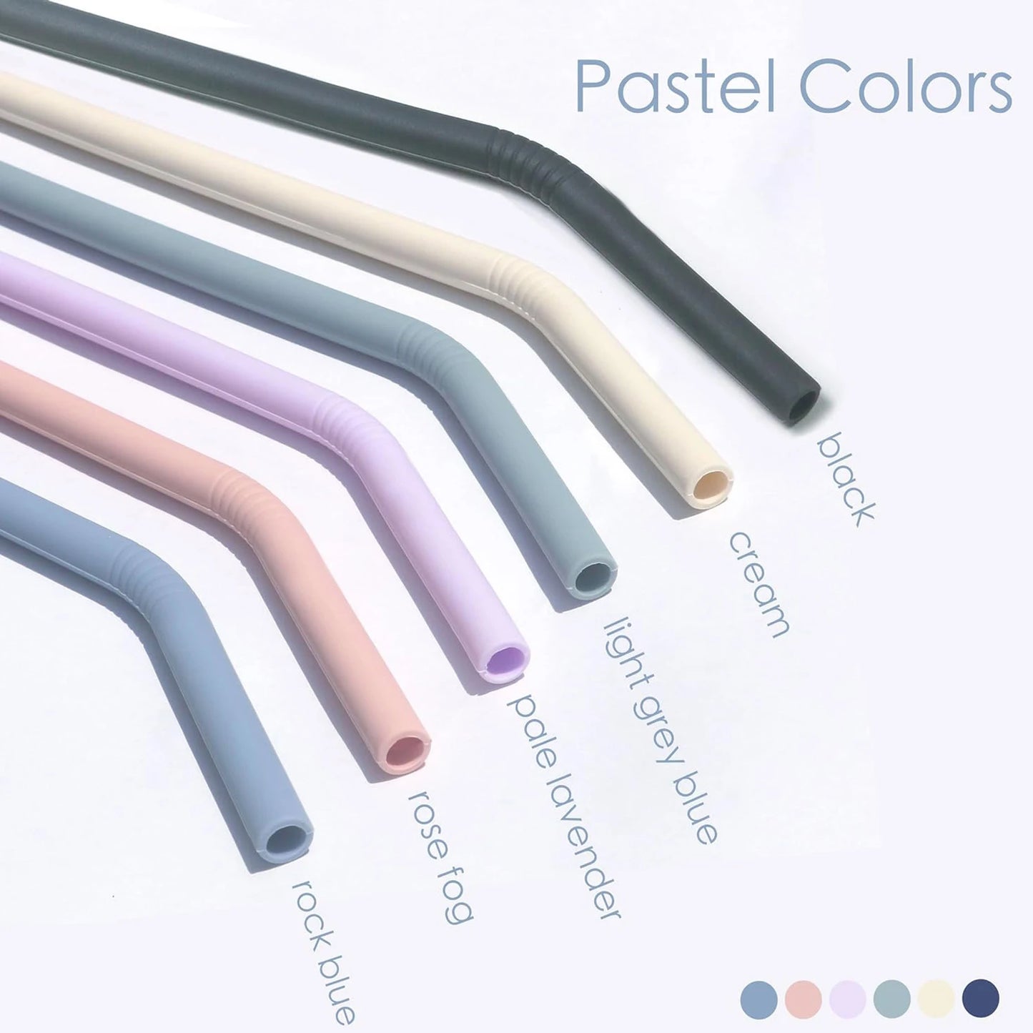 Hemasa Pastel Color 14” Extra Long Silicone  Straw for  40 oz Cup, Reusable Flexible Tall Giant Big Drinking Straw -6 pack