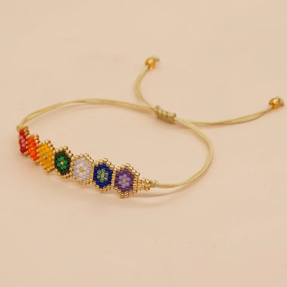 Go2boho Rainbow Colorful Evil Eye Beaded Bracelets For Women Miyuki Beads Handmade Woven Bracelet Boho Fashion 2023 New In