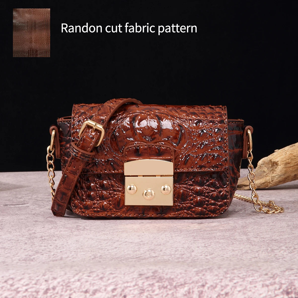 Colorful Crocodile Pattern Mini Lock Flip Phone Bag Crossbody Bag Classic
