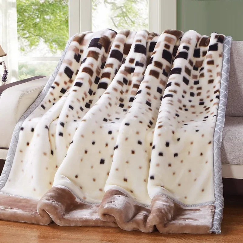 Double Layers Raschel Mink Blankets For Beds Winter Soft Warm Fluffy Thicken Fleece Throw Single Size Faux Fur Blankets