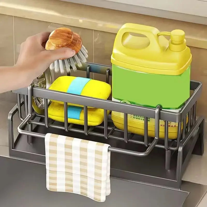 Hemasa Sink drain rack non-stainless steel sponge rack faucet storage soap rack towel rack shelf storage rack