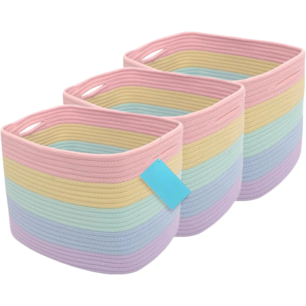 Rainbow Woven Storage Baskets for Organizing Cotton Rope Organizer Bins for Shelves Closet Nursery Dog Toy Basket DecorativeBins