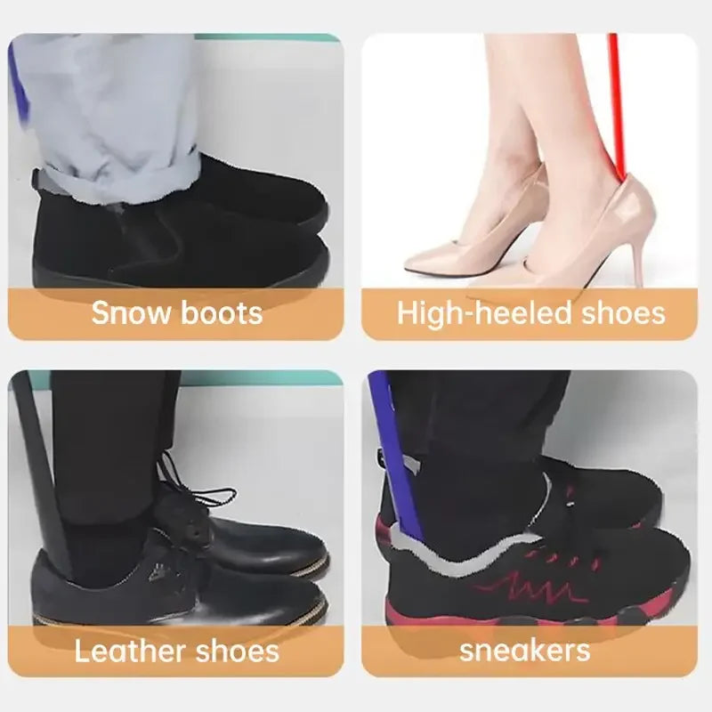 Hemasa 1pc Extra long flexible plastic shoe horns  for pregnant women wearing shoe assistants