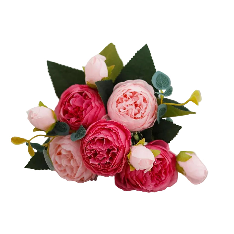 Tejesa 3 Pcs  Peony Artificial Flower Exquisite Wedding Bridal Party Bouquets Home Vase Accessories Fake Christmas Table Garden Backdrop Decor
