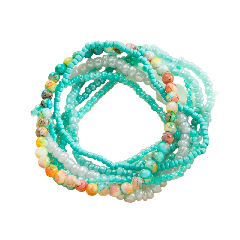 Hemasa  Rice Bead Bracelet Hand Color Charm Bracelet For Women Layered Crystal Bracelets