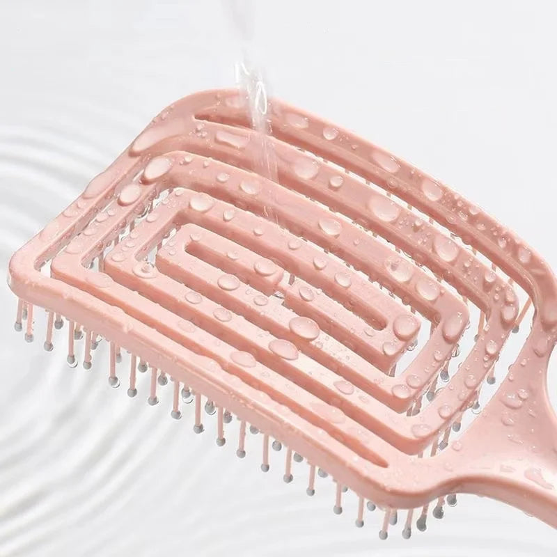 Hemasa 1Pcs Elastic Massage Comb Hollow Out Hair Brush/ Scalp Massage Combs Hair Styling Detangler Fast Blow Drying comb