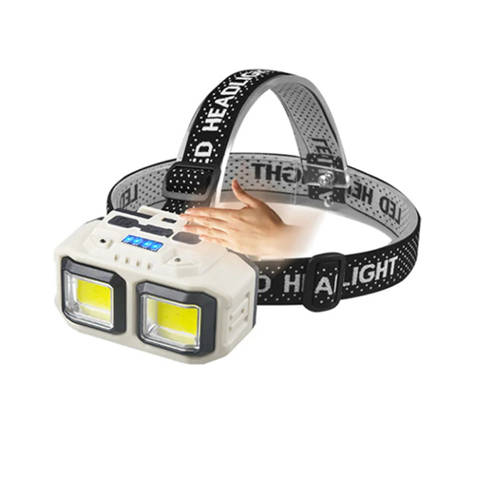 Hemasa Powerful LED Induction Headlamp USB Rechargeable Lamp with 4 Lighting Modes Outdoor Waterproof Camping Fishing Mining Headlight