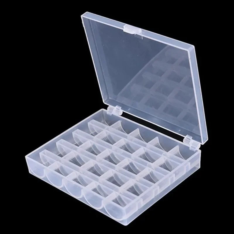 Tejesa 25Pcs Clear Sewing Machine Bobbins Spools Empty Bobbins Spools Plastic Storage Box For Household DIY Sewing Accessories Tools