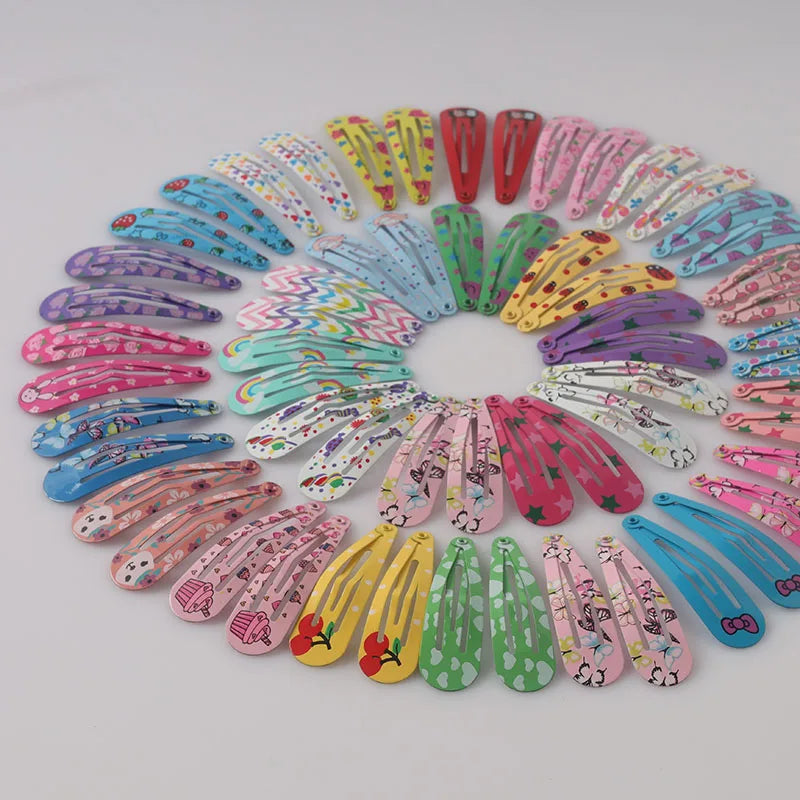 Hemasa 30/40Pcs/Set Korean Cartoon Print Snap Hair Clips For Girls Women Hair Accessories Dripping Hairpins Princess Barrette Hairclip