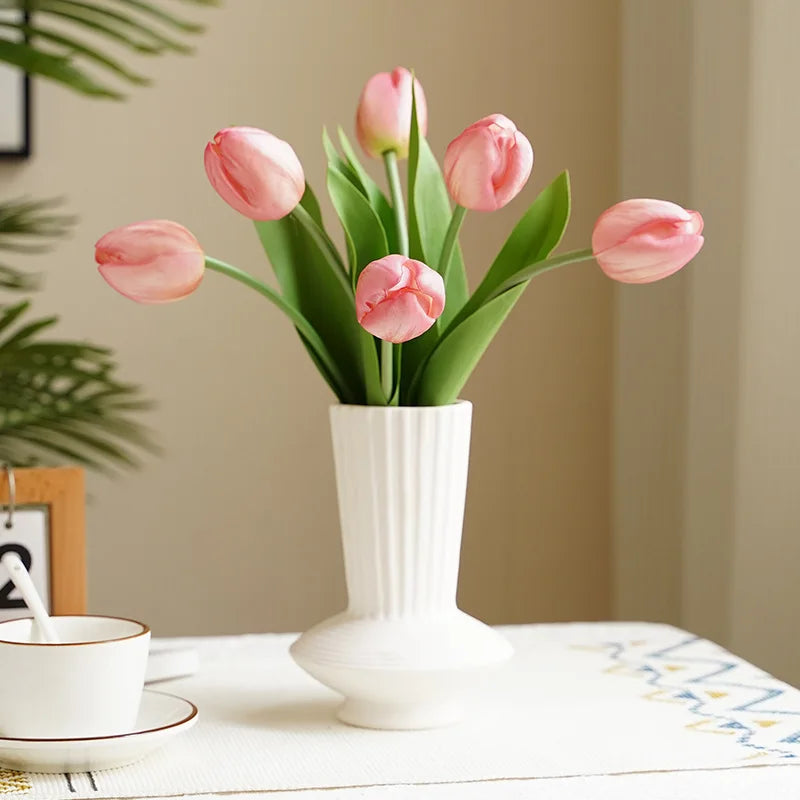 10Pc PU Real Touch Large Tulip Artificial Flowers Branch Home Decoration Realistic Tulips Party Wedding Decor Flower Arrangement
