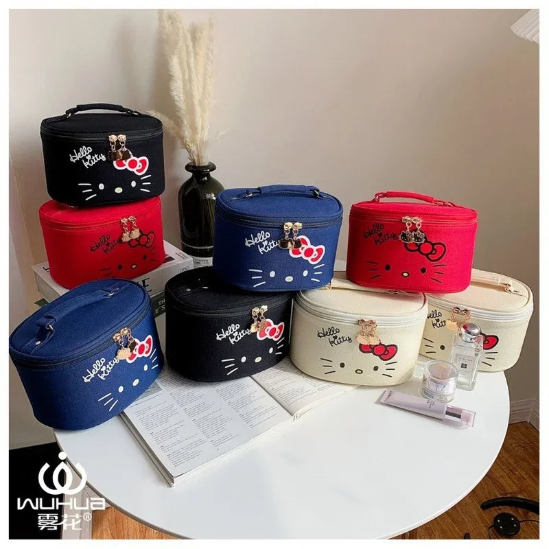Hemasa 2PCs  Cosmetic Bag Makeup Case Wash Bags Women Bags Make Up Pouch Hello Kitty bag