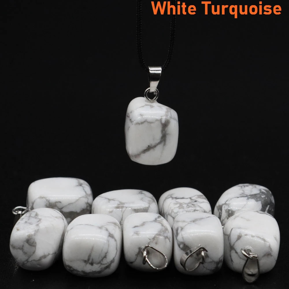 Natural Healing Irregular Tumble Stone Necklace Reiki Mineral Rose Quartz Tiger Eye Pendants for Women Men Jewelry Making Gifts
