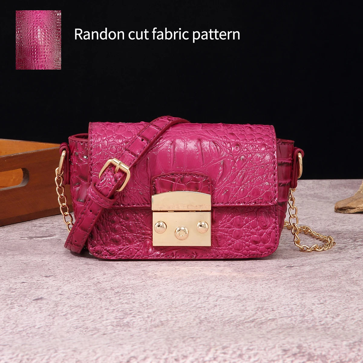 Colorful Crocodile Pattern Mini Lock Flip Phone Bag Crossbody Bag Classic