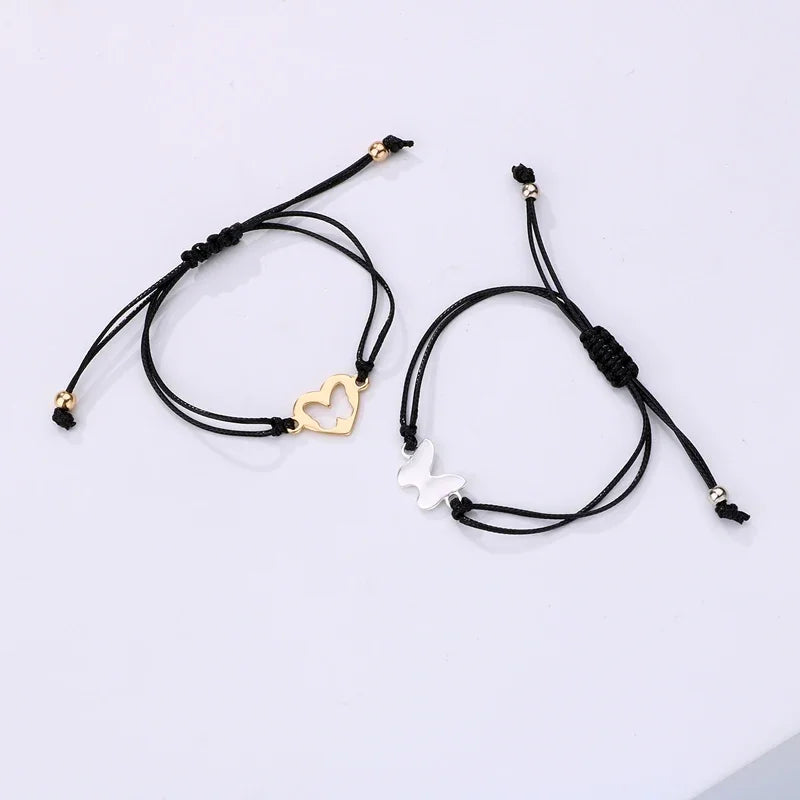 Hemasa  2pcs/set   Butterfly Bracelet Adjustable BFF Friendship Jewelry Gifts For Kids