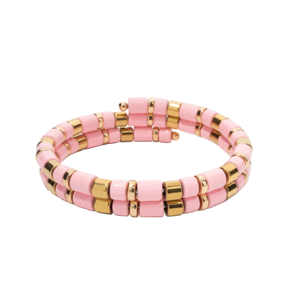 Tejesa 5X6mm Tube Beads Circle Enamel Bangle For Women Beaded Colorful Beads Boho Hand Accessory
