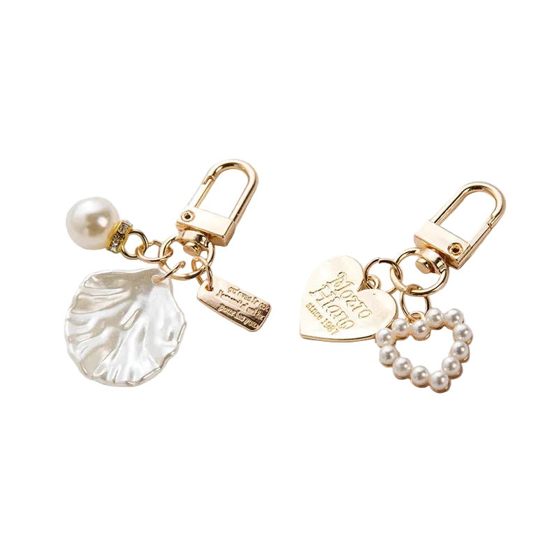 Tejesa Metal Heart Shell Key chain Creative Gift Cute Pearl Pendant Bag Pendant