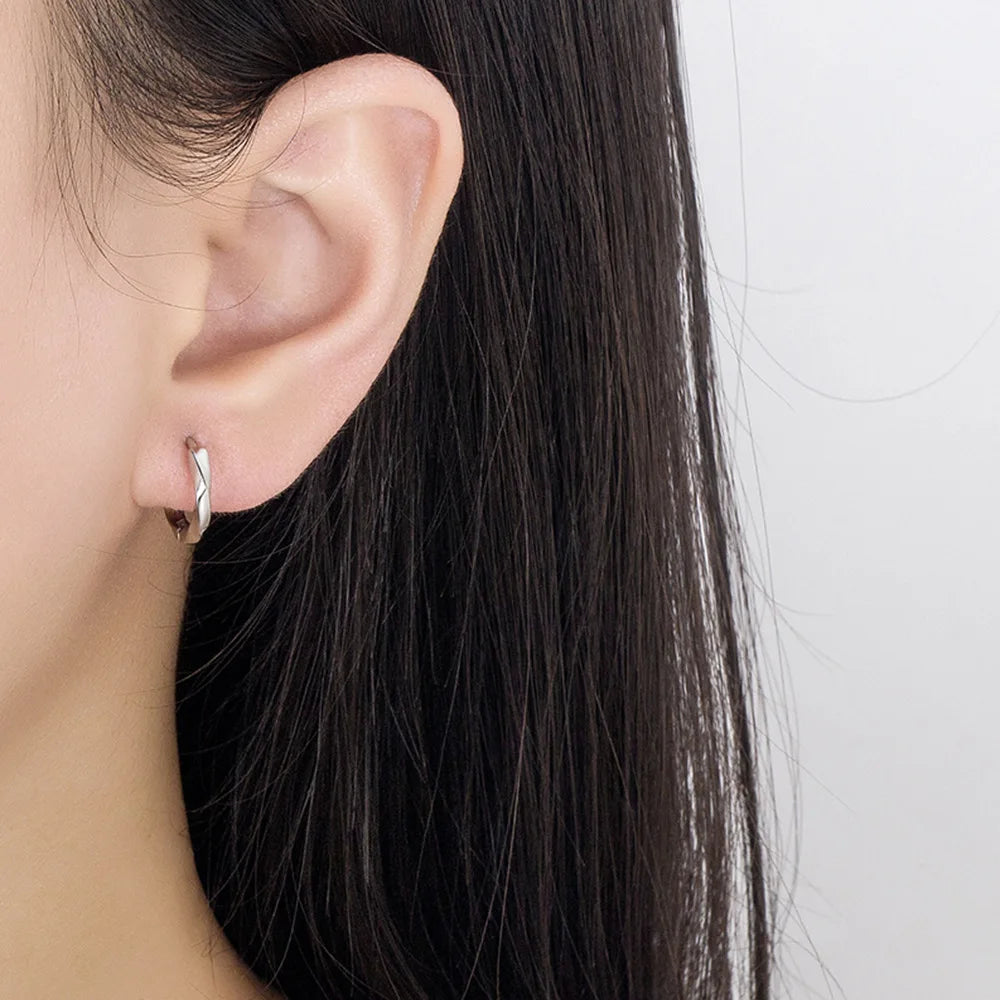 Hemasa 925 Sterling Silver Earrings Simple Mobius Women Elegant Wedding Party Anniversary Jewelry Gift