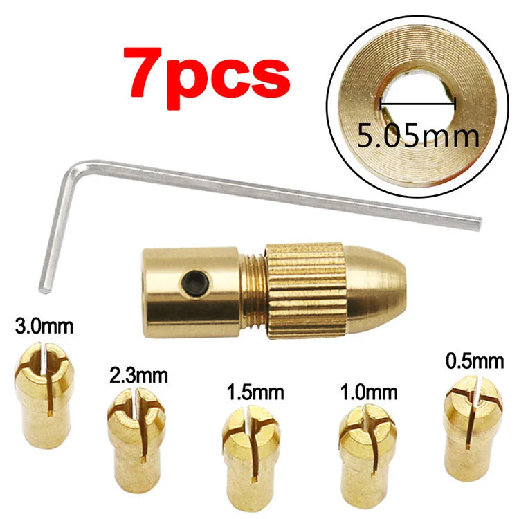 7 in 1 2.35/3.17/4.05/5.05mm Mini Drill Chucks Adapter Small Electric Drill Bit Collector Micro Twist Chuck Tool Kit Woodworking
