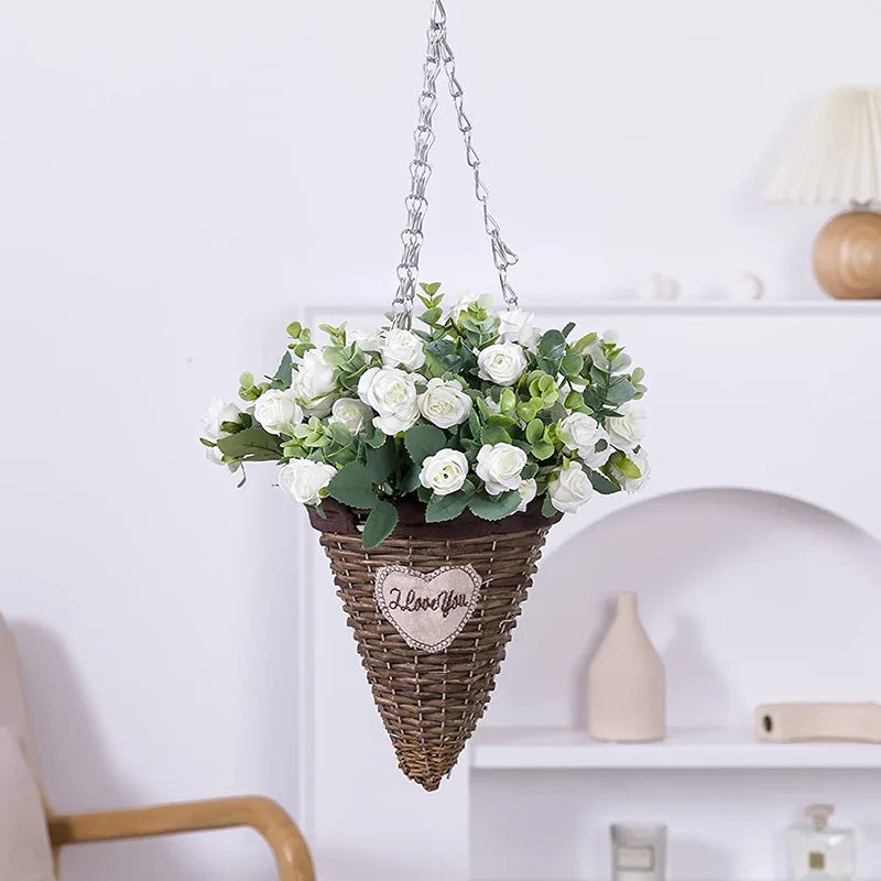 Tejesa 30cm 10Heads Artificial Red Roses Flower Bouquet Home Living Room Office Desktop Ornament Fake Flowers Wedding Party Decor