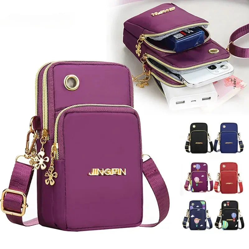Hemasa Mobile Phone Bag Women's Crossbody Mini Bags /Neck Hanging Running  shoulder Bag 3 Layer Wallet