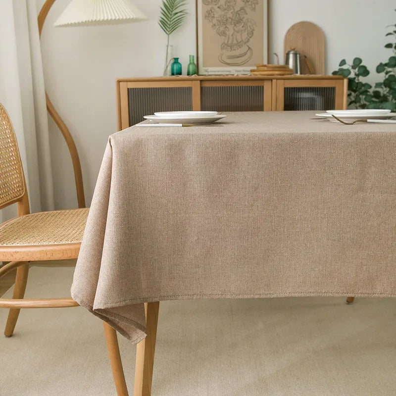 Tejesa Faux Linen Tablecloths Rectangle Washable Table Cloths Wrinkle Stain Resistant Table Cover Cloth for Kitchen Dining Room JAF040