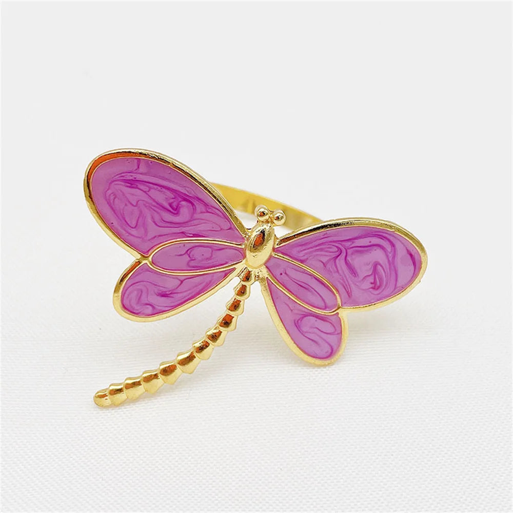 Hemasa 6Pcs New Flower Bee Napkin Rings Metal Daisy Flower Napkin Holder Gold Wedding Napkin Buckles for Party Home Table Decor ERD14