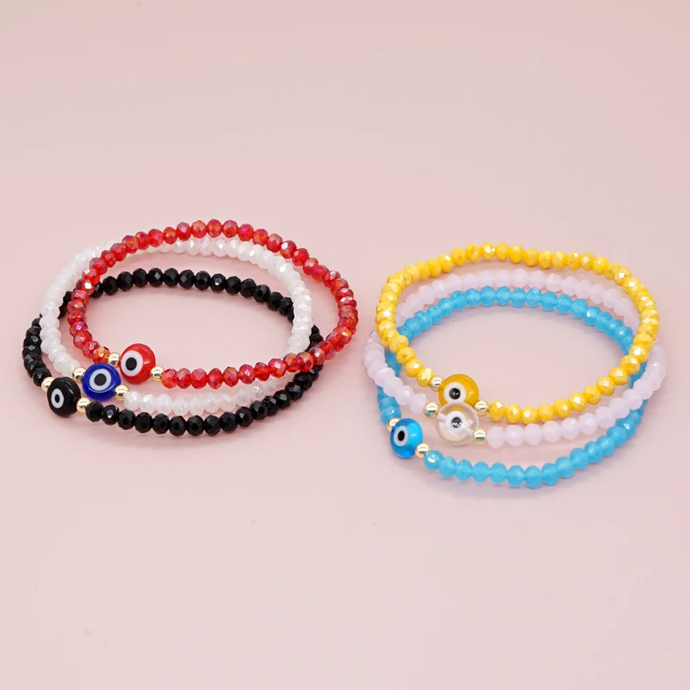 Hemasa Set of 6 Colours  Evil Eye  Beads Stretchable Bracelet for Women