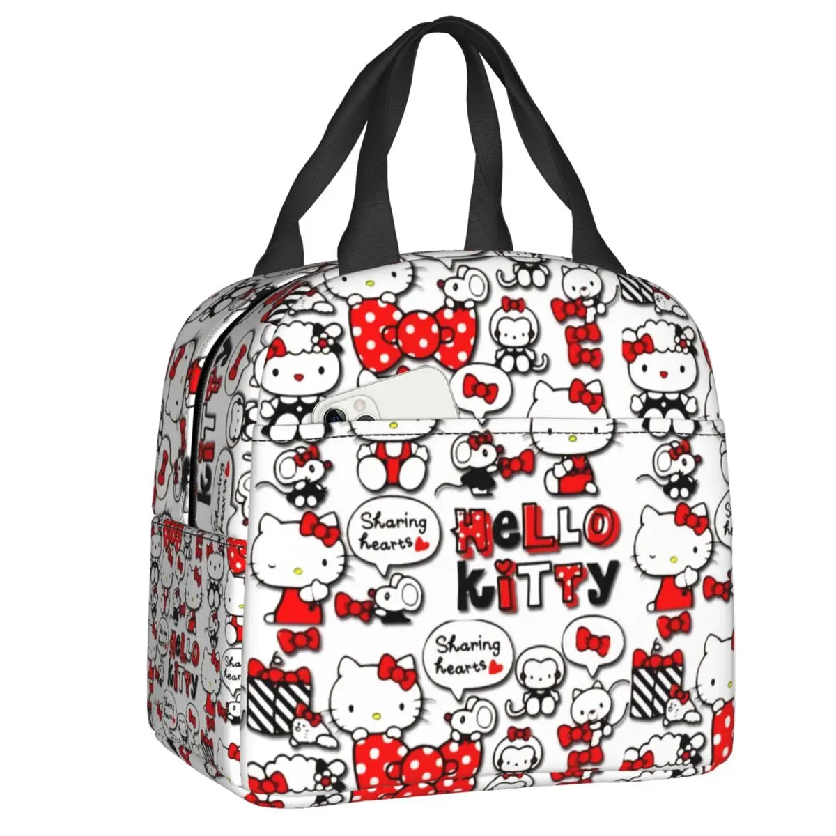 Custom Sanrio Hello Kitty Insulated Lunch Bag for Work School Leakproof Thermal Cooler Lunch Box Women  Food Container Tote Bags
